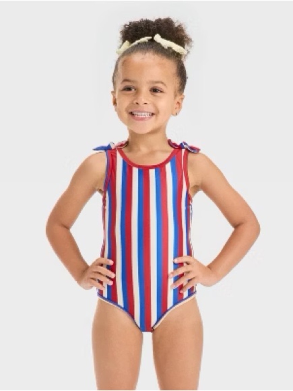 Cat & Jack Red, White & Blue Striped One-Piece Swimsuit size 18M